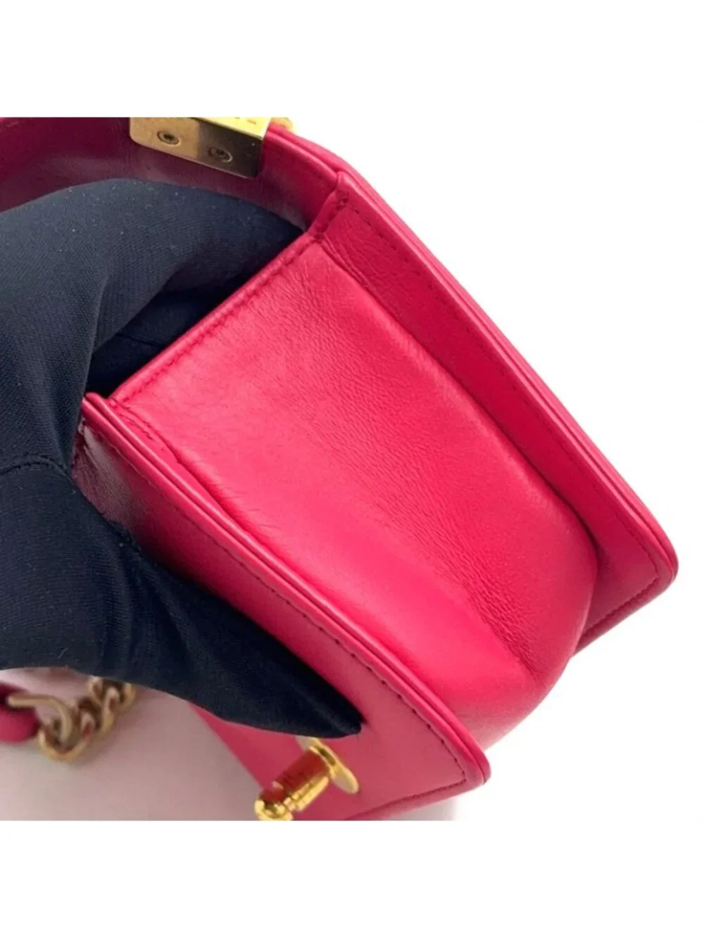 Chanel Boy Small Tweed Lambskin Pink Chain Shoulder Bag Gold
